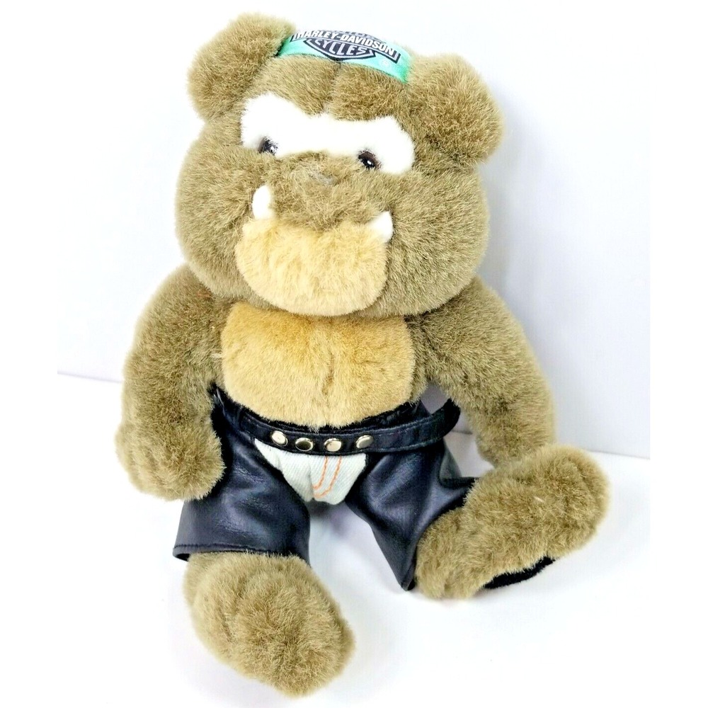 Harley Davidson 8"  Plush Bulldog Biker Chaps and HD Logo Bandana Stuffed Animal